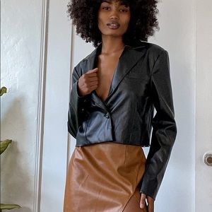 Lulu’s (SOLD OUT) Black Vegan Leather Cropped BlazerJacket - XS